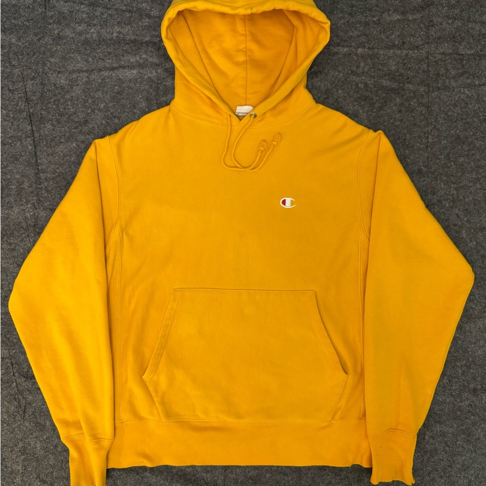 Champion Reverse Weave Pullover  Sweatshirt Hoodie Mens M Yellow Gold GF68 BYC